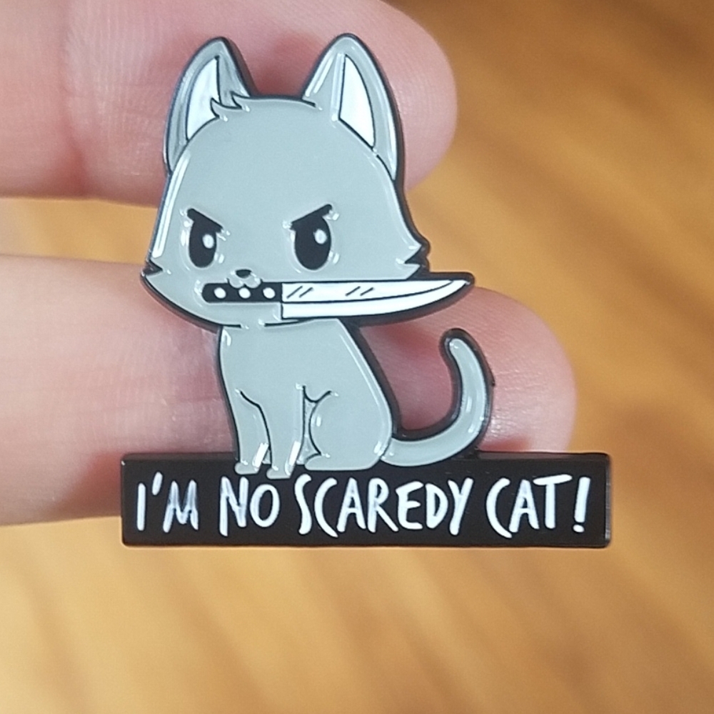 *2 for $13* I'm No Scaredy Kitty Cat w/ Knife Pin